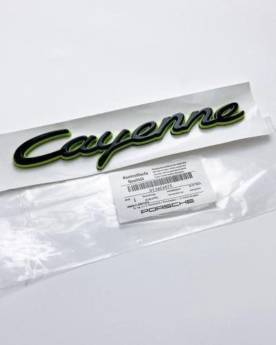 Porsche "Cayenne" Rear Trunk Emblem Decal Badge Green Base Black 9Y3853675