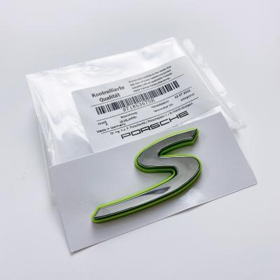 Porsche “S” Rear Emblem Badge Logo Nameplate Letter Green Base Sliver 971853675K