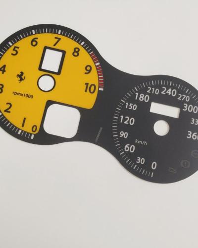 Ferrari F430 & F430 Spider Instrument Cluster PLATE Km/h Yellow Color