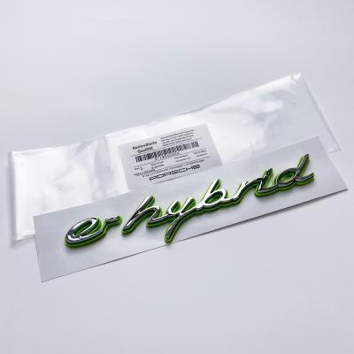 Porsche "e-hybrid" Side Fender Letter Badge Emblem Car Sticker Green Base Sliver 971854500A
