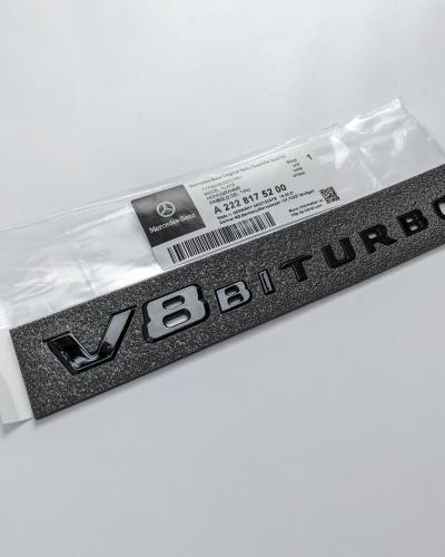 Mercedes Benz V8 BITURBO Gloss Black Number Letters Emblem Badge Sticker A2228175200
