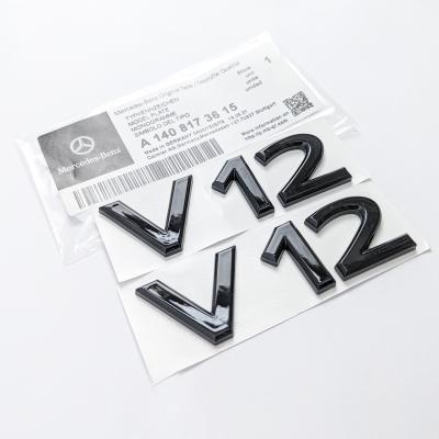 Mercedes Benz V12 AMG Emblem Fender Side Badge Gloss Black Nameplate NEW A1408173615