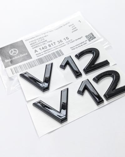 Mercedes Benz V12 AMG Emblem Fender Side Badge Gloss Black Nameplate NEW A1408173615