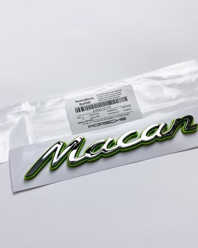 Porsche "Macan" Tailgate Hatch Emblem Decal Badge Green Base Sliver 95B853675F
