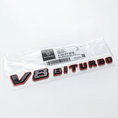 Mercedes Benz V8 BITURBO Gloss Black Red Number Letters Emblem Badge Sticker A2228175200