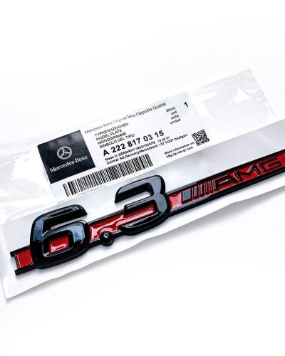 Mercedes Benz 6.3 AMG Side Wing Badge Emblem Black & Red C63 E63 S63 CLS63 A2228170315
