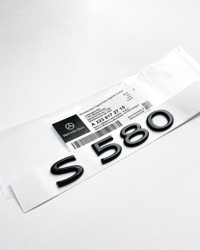 Mercedes-Benz Gloss Black "S580" Rear Trunk Emblem Badge Logo A2238172715