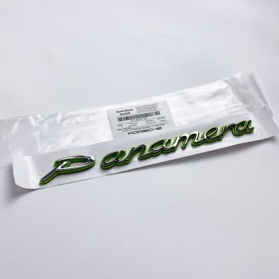 Porsche "Panamera" Letter Badge Emblem Car Sticker Green Base Sliver 971853675D