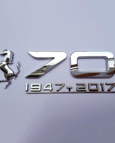 Ferrari 70th Anniversary LH RH Side Emblem Badge Chrome Set NEW P/N 89326100