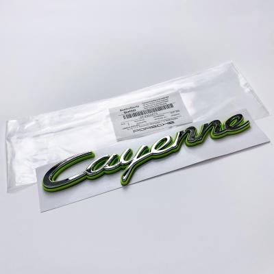 Porsche "Cayenne" Rear Trunk Emblem Decal Badge Green Base Sliver 9Y3853675