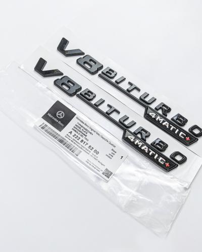 Mercedes Benz Gloss Black V8 BITURBO 4MATIC+ Fender Emblems Badges A2228175200