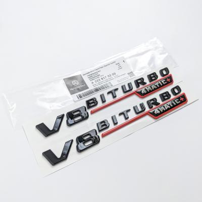 Mercedes Benz Gloss Black Red V8 BITURBO 4MATIC+ Fender Emblems Badges A2228175200