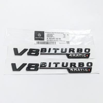 Mercedes Benz Gloss Black V8 BITURBO 4MATIC+ Fender Emblems Badges A2228175200