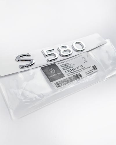 Mercedes-Benz Chrome Silver "S580" Rear Trunk Emblem Badge Logo A2238172715