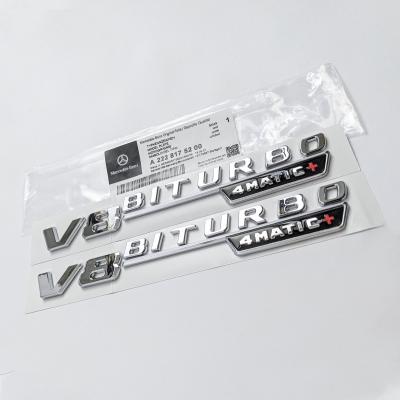 Mercedes Benz Chrome Silver V8 BITURBO 4MATIC+ Fender Emblems Badges A2228175200