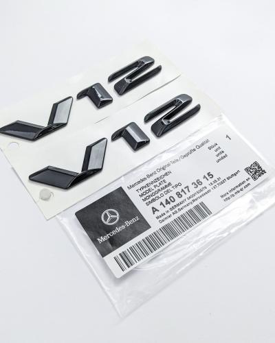 Mercedes Benz V12 AMG Emblem Fender Side Badge Gloss Black Nameplate A1408173615