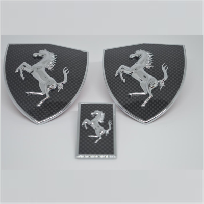 Ferrari Carbon Fiber Fender Shield & Front Bonnect badge Emblem Kit