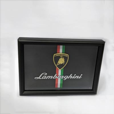 Lamborghini Emblem Wooden Glass Frame – Luxury Automotive Display
