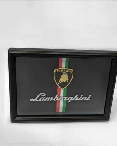 Lamborghini Emblem Wooden Glass Frame – Luxury Automotive Display