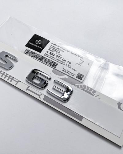 Mercedes Benz "S 63" Chrome Silver Rear Trunk Nameplate Emblem Badge A2228170415