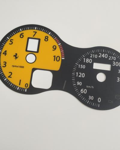 Ferrari F430 & F430 Spider Instrument Cluster PLATE Km/h Yellow Color