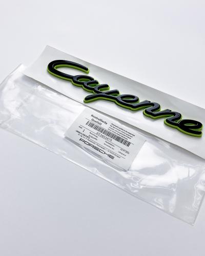 Porsche "Cayenne" Rear Trunk Emblem Decal Badge Green Base Black 9Y3853675