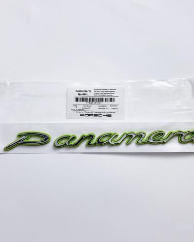 Porsche "Panamera" Letter Badge Emblem Car Sticker Green Base Sliver 971853675D