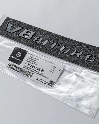 Mercedes Benz V8 BITURBO Gloss Black Number Letters Emblem Badge Sticker A2228175200