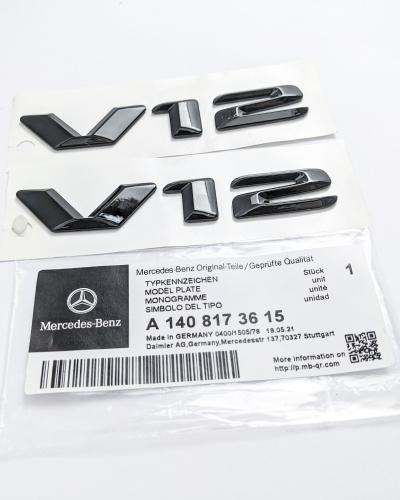 Mercedes Benz V12 AMG Emblem Fender Side Badge Gloss Black Nameplate A1408173615