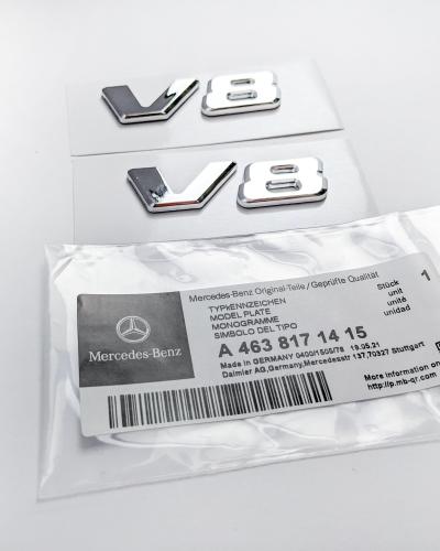 Mercedes-Benz Chrome Silver " V8 " Side Letters Trunk Emblem Badge Sticker A4638171415