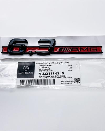 Mercedes Benz 6.3 AMG Side Wing Badge Emblem Black & Red C63 E63 S63 CLS63 A2228170315