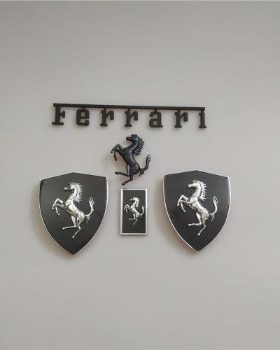 Ferrari F8 Spider&Tributo Carbon Fiber Fender Shield Rear Horse Badge Script Kit