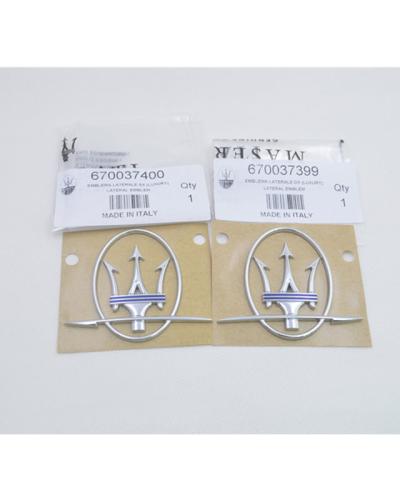 Maserati 2017 Quattroporte Ghibli Trident left&Right Side Emblem Badge Blue