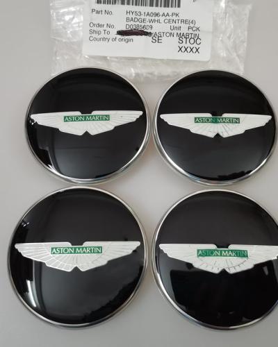 Set of 4 Genuine Aston Martin V8 Rapide Virage Green Wings Black Wheel Center Cap