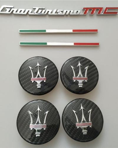 Maserati Granturismo MC Rear Badge&Flag Skirt Badge &Carbon Fiber Wheel Caps Kit