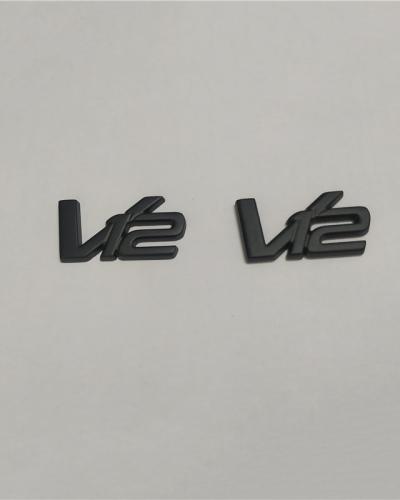 Aston martin V12 Metal Matte Black Emblem Badge Kit