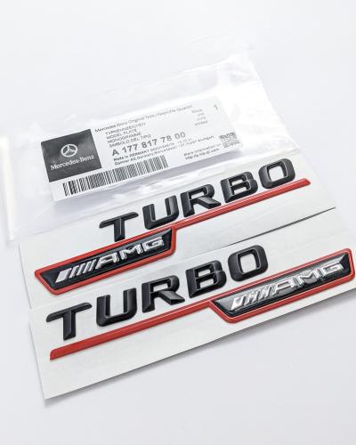 Mercedes Benz Gloss Black Red TURBO AMG Letters Emblem Badges A1778177800