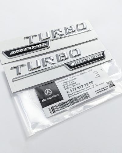 Mercedes Benz Chrome Silver TURBO AMG Letters Emblem Badges A1778177800