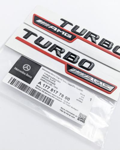 Mercedes Benz Gloss Black Red TURBO AMG Letters Emblem Badges A1778177800