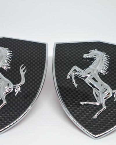 Ferrari Carbon Fiber Fender Shield & Front Bonnect badge Emblem Kit