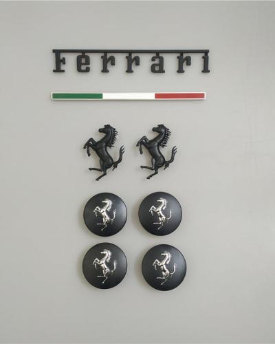Ferrari Roma Italy badge&Rear Horse Badge Script & Wheel Caps Matte Black Kit