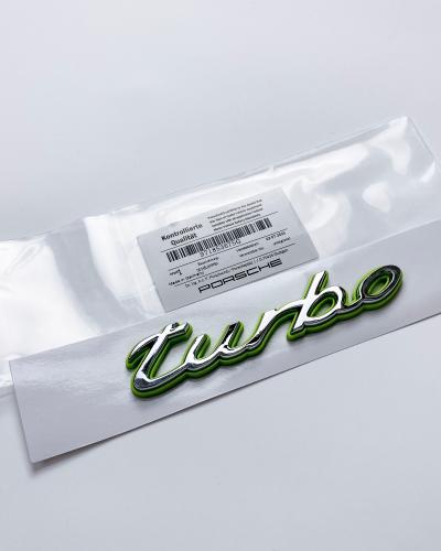 Porsche "Turbo" Rear Emblem Badge Logo Nameplate Letter Green Base Sliver 971853675G