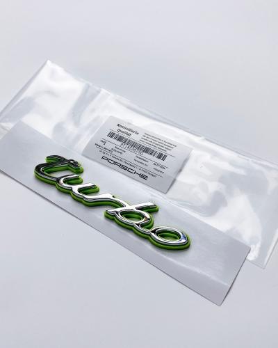 Porsche "Turbo" Rear Emblem Badge Logo Nameplate Letter Green Base Sliver 971853675G