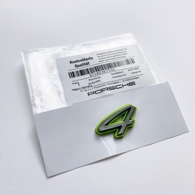 Porsche "4" Rear Emblem Badge Logo Nameplate Letter Green Base Sliver 971853675AC