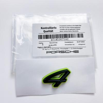 Porsche "4" Rear Emblem Badge Logo Nameplate Letter Green Base Black 971853675AC