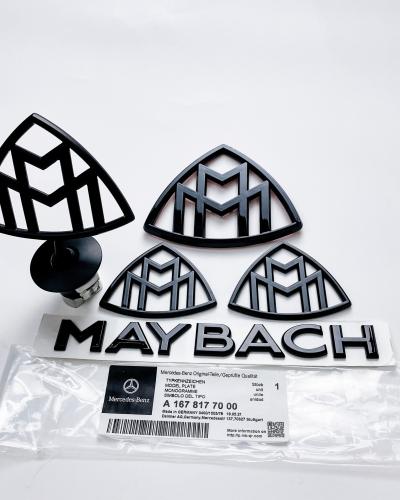 5pcs Mercedes S Class Maybach AMG Fender Side Rear Trunk Hood Star Stand Up Emblems Badge