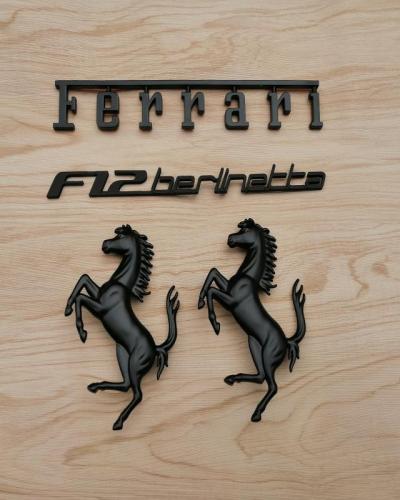 Ferrari F12 Kit Front & Rear Horse emblem Script Badge Emblem Matte