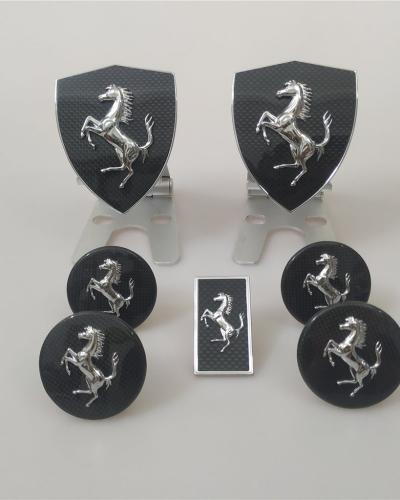 Ferrari F8Spider&Tributo Carbon Fiber Shield badge&Flag&Horse&Wheel Caps Kit