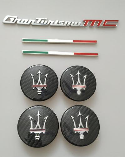 Maserati Granturismo MC Rear Badge&Flag Skirt Badge &Carbon Fiber Wheel Caps Kit