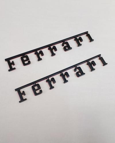 Set of 2 Ferrari Manifold Badge Emblem Matte Black Modify New (15cm*2.05cm)